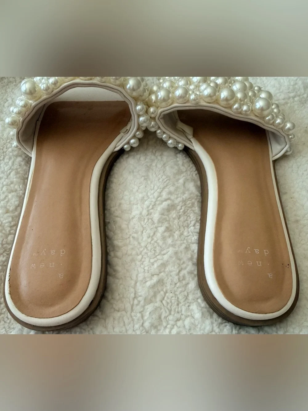 A New Day Jasmine Pearl White Embellished Sandals - Size 7